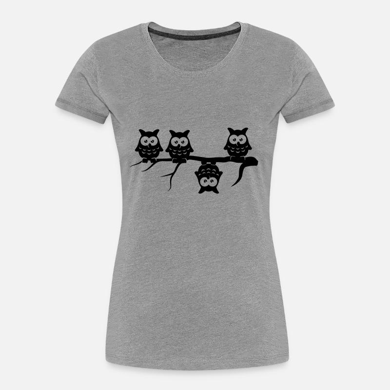 Be Different 4 Eulen Anderst verschieden - Frauen Premium Bio T-Shirt - Grau meliert