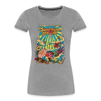 Sunshine and good life - Frauen Premium Bio T-Shirt - Grau meliert - Vorne - Mia (176cm)