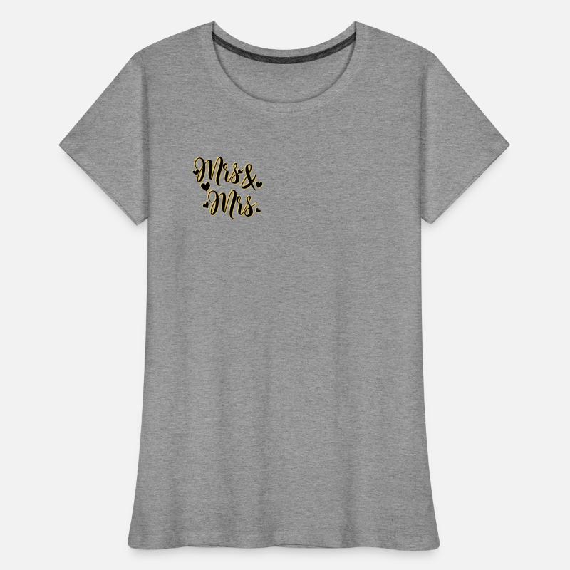 Mrs. and Mrs. in gold script Women's Premium Organic T-Shirt