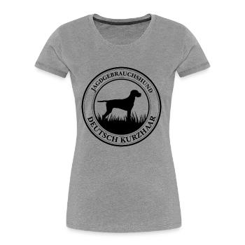 Deutsch Kurzhaar Jagdgebrauchshund Jagdhunde - Frauen Premium Bio T-Shirt - Grau meliert - Vorne - Mia (176cm)