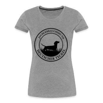 Deutscher Teckel Jagdgebrauchshund Hunde Wilsigns - Frauen Premium Bio T-Shirt - Grau meliert - Vorne - Mia (176cm)
