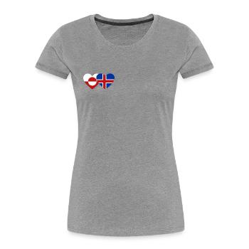 Drapeau du Groenland Danemark Cœur - T-shirt bio Premium Femme - gris chiné - Devant - Mia (176cm)