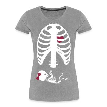 Schwangerschaft Skelett Rippen - Frauen Premium Bio T-Shirt - Grau meliert - Vorne - Mia (176cm)