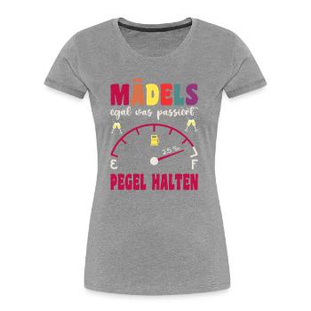 Mädels Pegel halten Mallorca Junggesellenabschied - Frauen Premium Bio T-Shirt - Grau meliert - Vorne - Mia (176cm)