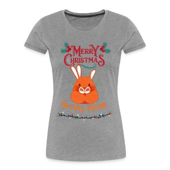 Rabbit Christmas Vegan /I'm still vegan - Women's Premium Organic T-Shirt - heather grey - Front - Mia (176cm)