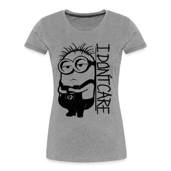Minions Phil Mir Egal - Frauen Premium Bio T-Shirt - Grau meliert - Vorne - Mia (176cm)