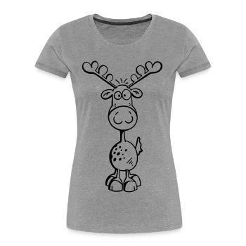Da kommt ein Elch - Frauen Premium Bio T-Shirt - Grau meliert - Vorne - Mia (176cm)