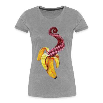 Wirbelnde Mutant-Banane - Frauen Premium Bio T-Shirt - Grau meliert - Vorne - Mia (176cm)