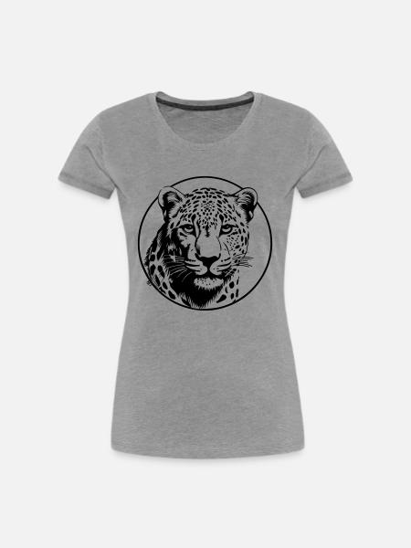 Leopard - Frauen Premium Bio T-Shirt - Grau meliert