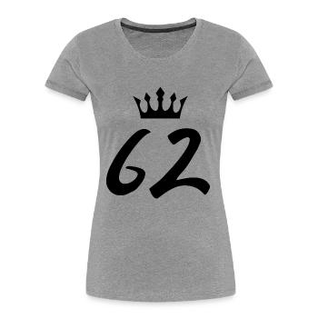 62 Couronne numérique - T-shirt bio Premium Femme - gris chiné - Devant - Mia (176cm)