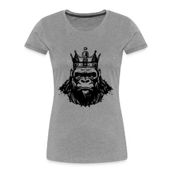 Roi Tête de Couronne de gorille - T-shirt bio Premium Femme - gris chiné - Devant - Mia (176cm)