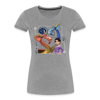 Dragons – Die 9 Welten Jun Wong Mit Wu & Wei - Frauen Premium Bio T-Shirt - Grau meliert - Vorne - Mia (176cm)
