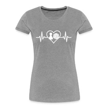 Brettspiele Herz Bauernbrett - Frauen Premium Bio T-Shirt - Grau meliert - Vorne - Mia (176cm)