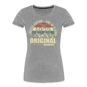 Original 1975 Vintage Retro Jahrgang 1975 geboren - Frauen Premium Bio T-Shirt - Grau meliert - Vorne - Mia (176cm)