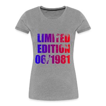 44. Geburtstag Limited Edition 06/1981 - Frauen Premium Bio T-Shirt - Grau meliert - Vorne - Mia (176cm)