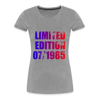 40e anniversaire Edition limitée 07/1985 - T-shirt bio Premium Femme - gris chiné - Devant - Mia (176cm)