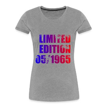 60e anniversaire Edition limitée 05/1965 - T-shirt bio Premium Femme - gris chiné - Devant - Mia (176cm)