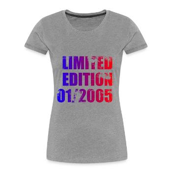 20th Anniversary Limited Edition 01/2005 - Women's Premium Organic T-Shirt - heather grey - Front - Mia (176cm)