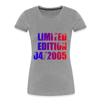 20e anniversaire Edition Limitée 04/2005 - T-shirt bio Premium Femme - gris chiné - Devant - Mia (176cm)