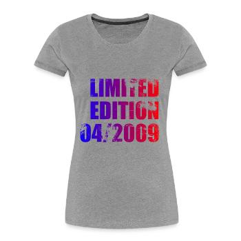 16ème Anniversaire Edition Limitée 04/2009 - T-shirt bio Premium Femme - gris chiné - Devant - Mia (176cm)