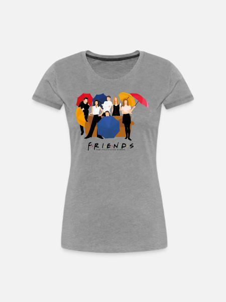 Friends Regenschirme Pose - Frauen Premium Bio T-Shirt - Grau meliert