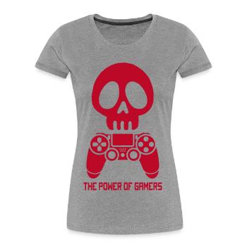 The Power of Gamers (Red) - Women's Premium Organic T-Shirt - heather grey - Front - Mia (176cm)