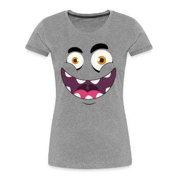 Monster Face - Women's Premium Organic T-Shirt - heather grey - Front - Mia (176cm)