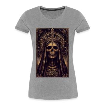 Santa muerte - T-shirt bio Premium Femme - gris chiné - Devant - Mia (176cm)