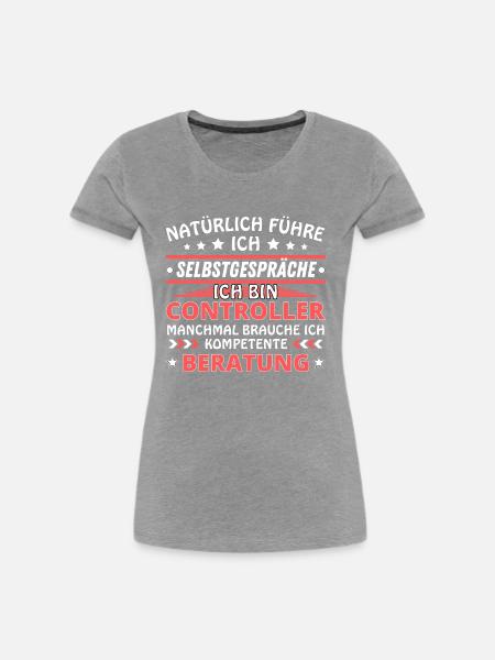 Ich führe Selbstgespräche - Controller Edition - Frauen Premium Bio T-Shirt - Grau meliert