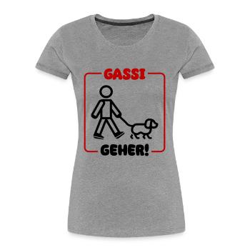 Dog walking dog - Women's Premium Organic T-Shirt - heather grey - Front - Mia (176cm)