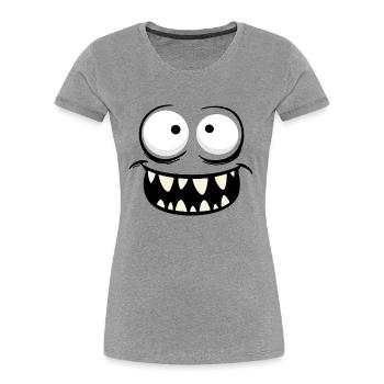 Monster Face - Women's Premium Organic T-Shirt - heather grey - Front - Mia (176cm)