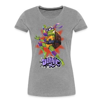 TMNT Mutant Mayhem Turtle Donnie - T-shirt bio Premium Femme - gris chiné - Devant - Mia (176cm)