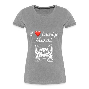 Muschilover - Frauen Premium Bio T-Shirt - Grau meliert - Vorne - Mia (176cm)