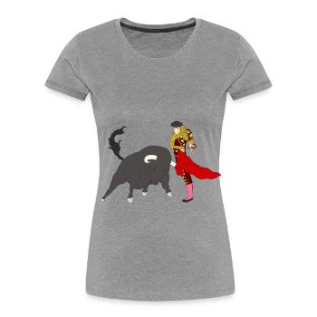 Stierkampf Torero Geschenk Shirt - Frauen Premium Bio T-Shirt - Grau meliert - Vorne - Mia (176cm)
