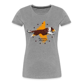 red Australian Shepherd - Frauen Premium Bio T-Shirt - Grau meliert - Vorne - Mia (176cm)