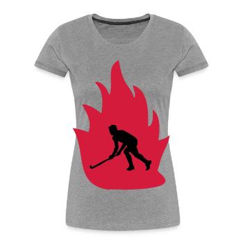 Unihockey Feuer - Frauen Premium Bio T-Shirt - Grau meliert - Vorne - Mia (176cm)