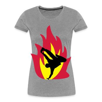 Breakdancer im Feuer - Frauen Premium Bio T-Shirt - Grau meliert - Vorne - Mia (176cm)