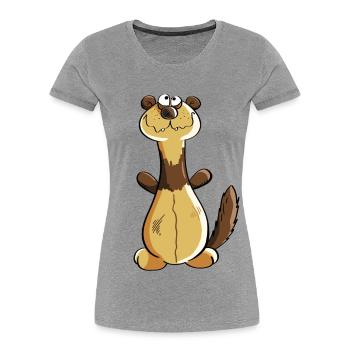 Freches Frettchen Comic - Geschenk - Iltis - Frauen Premium Bio T-Shirt - Grau meliert - Vorne - Mia (176cm)