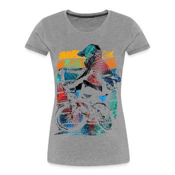 Retro Bmx Bike Rider - Bmx Freestyle Bike - Women's Premium Organic T-Shirt - heather grey - Front - Mia (176cm)