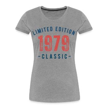 Édition rétro Édition limitée classique 1979 - T-shirt bio Premium Femme - gris chiné - Devant - Mia (176cm)