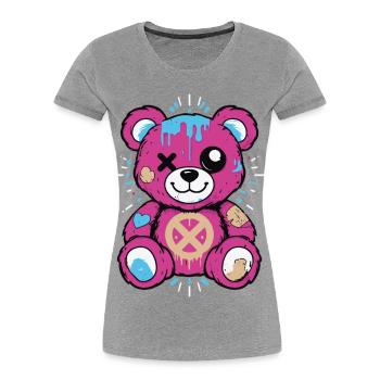 Cute Rebel Teddy - Colorful Streetwear Design - Women's Premium Organic T-Shirt - heather grey - Front - Mia (176cm)