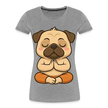 mignon carlin yoga méditation relaxation dessin animé - T-shirt bio Premium Femme - gris chiné - Devant - Mia (176cm)