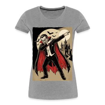 Dabbing Vampire – Dessin animé d’horreur drôle - T-shirt bio Premium Femme - gris chiné - Devant - Mia (176cm)