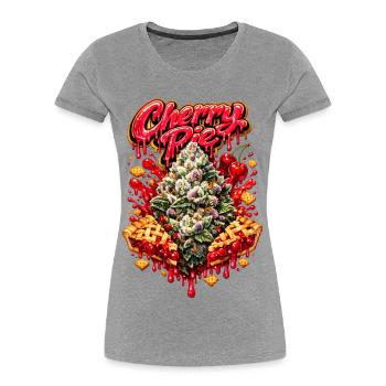 Kirschkuchen-Graffiti-Druck - Frauen Premium Bio T-Shirt - Grau meliert - Vorne - Mia (176cm)