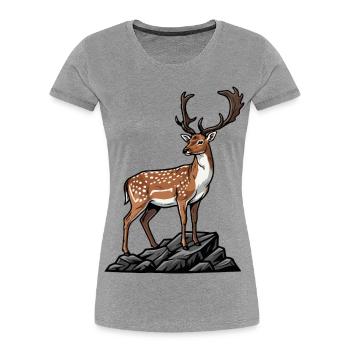 Majestic Spotted Deer Wild Nature Rock - Women's Premium Organic T-Shirt - heather grey - Front - Mia (176cm)