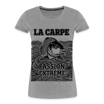 Carpe Passion Extrême - T-shirt bio Premium Femme - gris chiné - Devant - Mia (176cm)