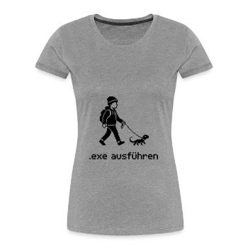 exe ausführen - Frauen Premium Bio T-Shirt - Grau meliert - Vorne - Mia (176cm)