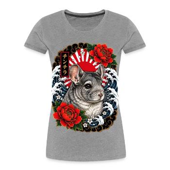 Chinchilla im japanischen Irezumi Tattoo Stil - Frauen Premium Bio T-Shirt - Grau meliert - Vorne - Mia (176cm)