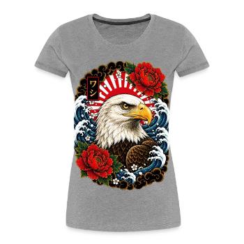 Weißkopfseeadler im japanischen Tattoo Stil - Frauen Premium Bio T-Shirt - Grau meliert - Vorne - Mia (176cm)