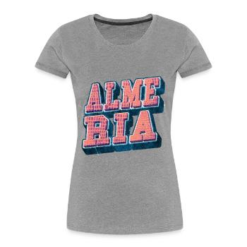 Almeria Spanien Stadt Schrift Vintage Retro - Frauen Premium Bio T-Shirt - Grau meliert - Vorne - Mia (176cm)